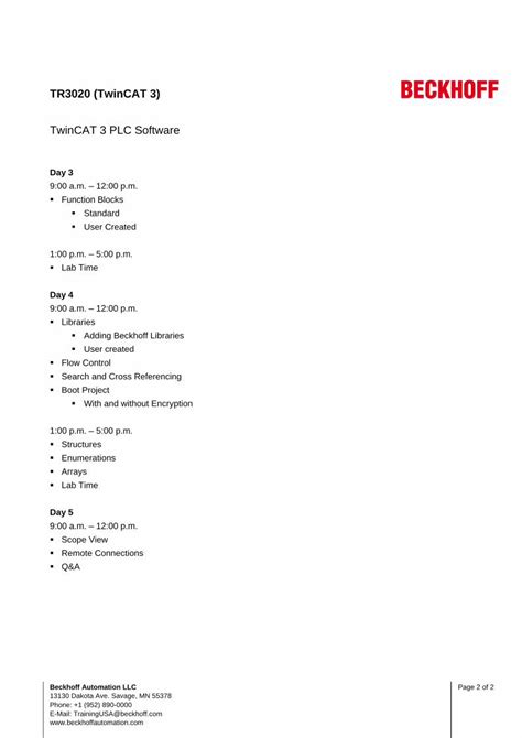 (PDF) TwinCAT 3 PLC Software - Beckhoff · TR3020 (TwinCAT 3) TwinCAT 3 ...