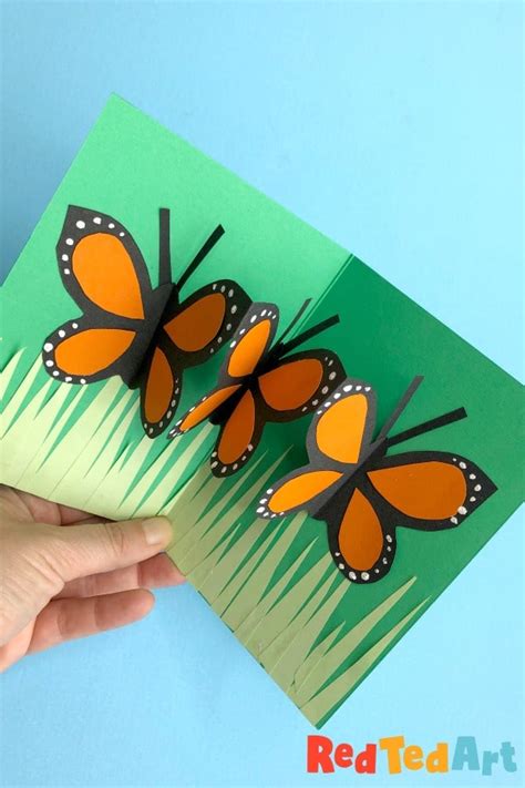 Easy Pop Up Butterfly Card - Red Ted Art - Kids Crafts