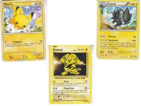 LOT 3 CARTES Carte Pokemon Type Electrique Elektek 41 108 Luxray 46 122