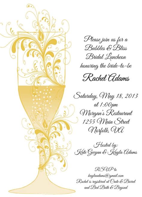 Bubbles & Bliss Bridal Shower Invitation Bridal Luncheon | Etsy ...