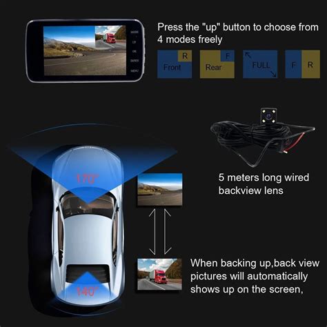 Новинка,, 4 lcd ips Двойной объектив, Автомобильный видеорегистратор ...