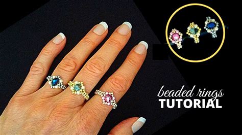 10 Minutes Beaded Ring Diy 3 Rings With 1 Pattern Youtube