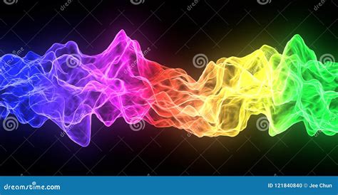 Abstract Rainbow Smoke Fire Flow Colorful On Black Background Stock