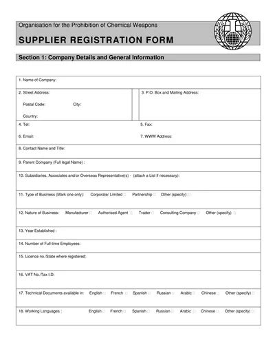 Free Supplier Registration Form Templates Pdf Doc Samplates