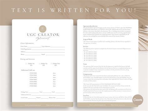 Ugc Contract Template Free