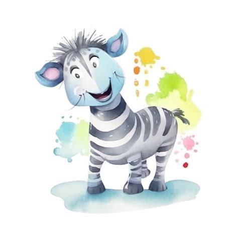 Uma Zebra Fofa Est De P No Estilo Aquarela Ilustra O Em Aquarela