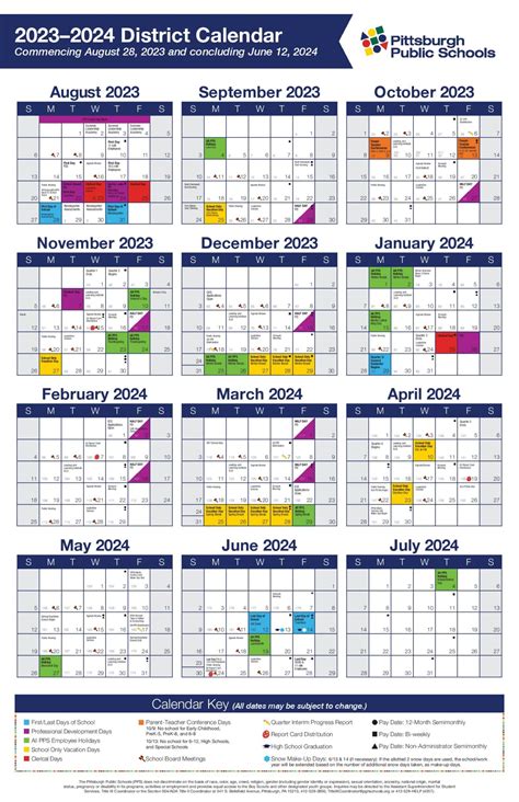 Pittsburgh School District Calendar 2024 (Holiday Breaks)