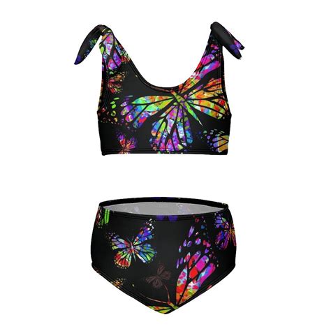 Flying Butterflies Watercolor Girl S Piece Bikini Set Beach Sport Swimsuit Swimwear Y Cm