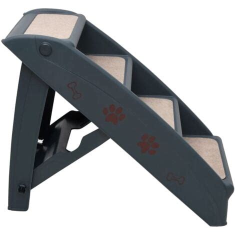 Escalera para perros plegable de 4 peldaños gris oscuro