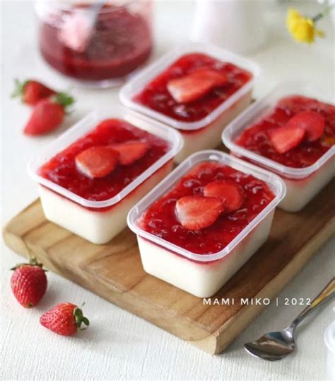 Resep Milky Pudding Strawberry Jam Manis Asam Super Segar Resep Kekinian