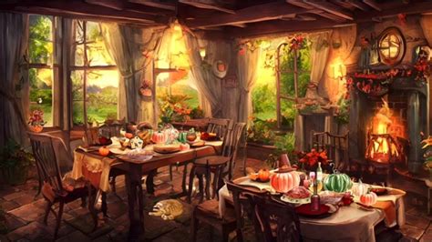 Cozy Thanksgiving Dinner At The Cottage Fireplace Sounds ASMR