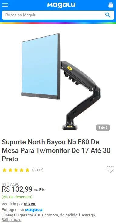 Suporte North Bayou Nb F80 De Mesa Para Tv monitor De 17 Até 30 Preto