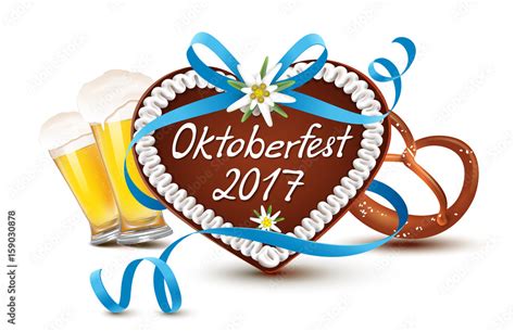 Oktoberfest Lebkuchen Herz Mit Schriftzug Schleife Bier Und