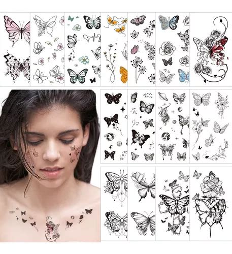 Tatuajes Temporales De Mariposas Realistas Mujer 15 Hojas Meses Sin