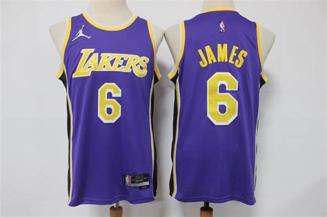 Men's Los Angeles Lakers #6 LeBron James Purple Jordan 75th Anniversary ...