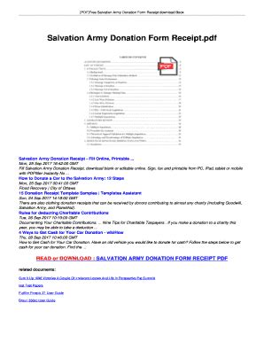 Fillable Online Salvation Army Donation Form Receipt Fax Email Print