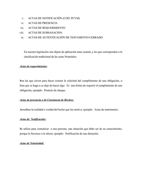 Clases De Actas Notarial Pdf