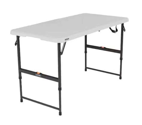 Lifetime Ft One Hand Adjustable Height Fold In Half Resin Table