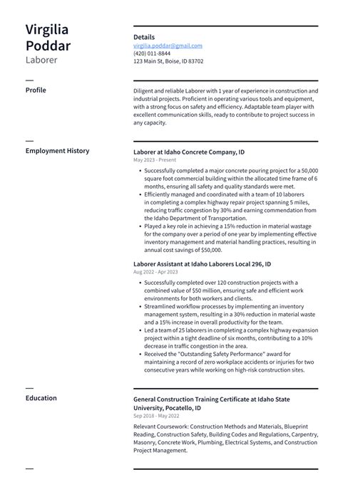 Laborer Resume Examples And Templates Resumecat