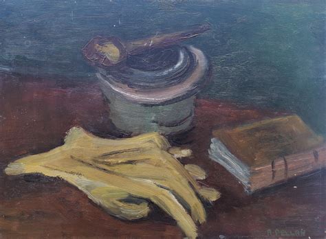 Nature Morte Aux Gants Pipe Et Livre Oil Painting Made By