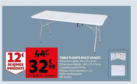 Promo Table Pliante Multi Usages Chez Auchan