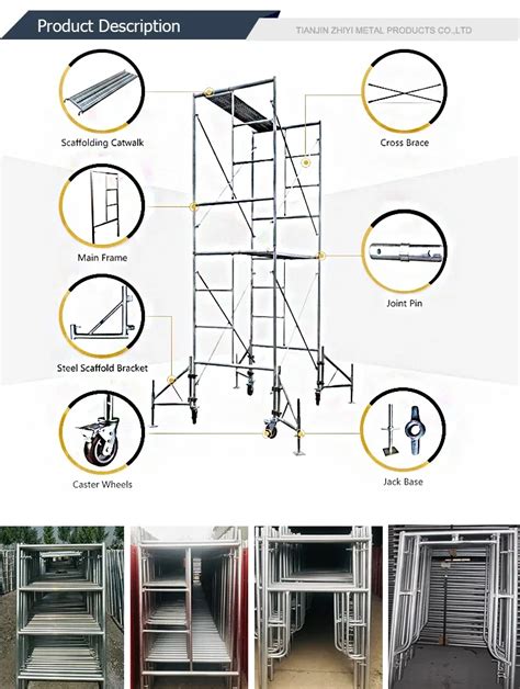 Oem Galvanized Powder Coated Steel Ladder Frame Scaffolding H Mason