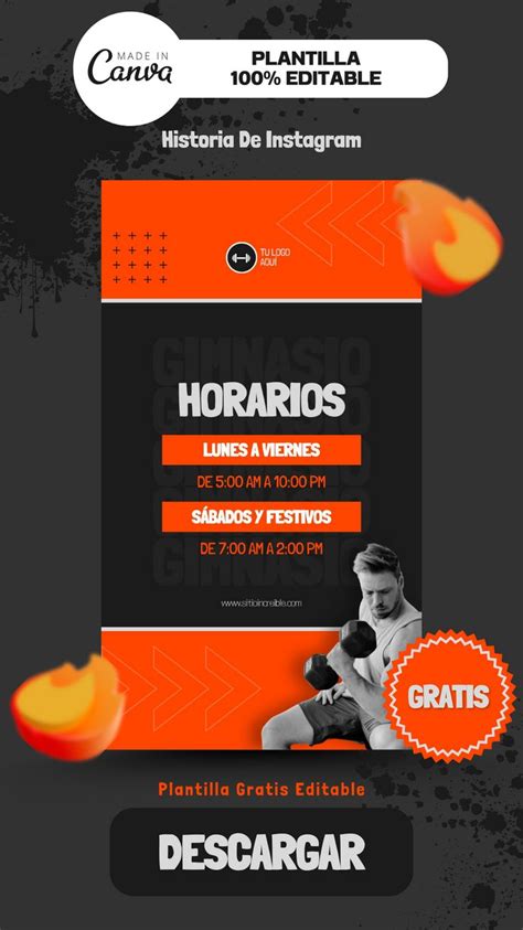 Historia Instagram Gimnasio Fitness Redes Sociales Plantilla Editable