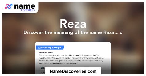 Reza Name Meaning And Origin