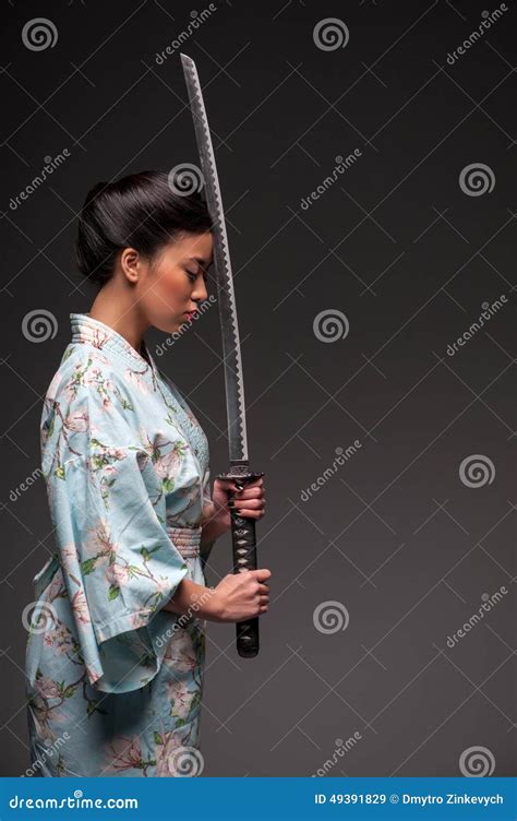 Japanese Woman With Katana Stock Image Image Of Beauty 49391829