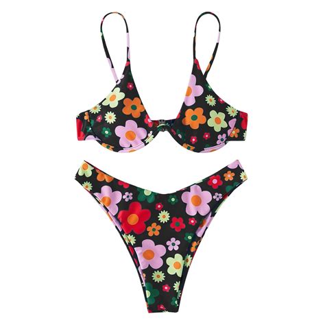 Two Piece Split Swimsuit Women Fashion Floral Swimwear Women 2022