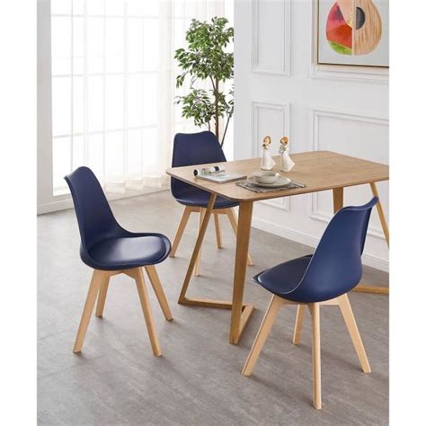 Lot de 4 Chaises Scandinaves Bleu Nuit Lorenzo Assise Rembourrée