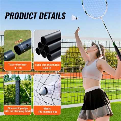 VEVOR Badminton Net Set, Outdoor Backyard Beach Park Badminton Net ...