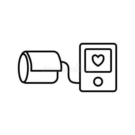 Blood Pressure Monitor Line Icon On White Background Stock Illustration