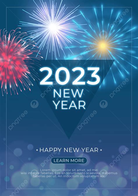 2023 New Year Fireworks Gradient Blue Template Download on Pngtree