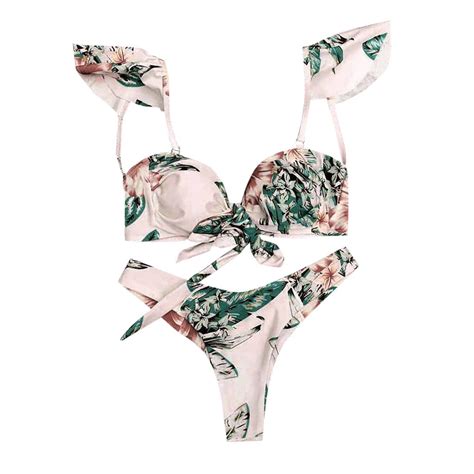 Women Bikini Floral Print Et Wimming Two Piece Wimuit Wimwear Beach