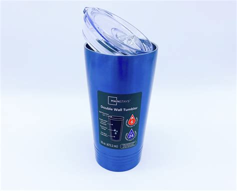 Mainstays Stainless Steel Double Wall Tumbler Blue 16 Oz