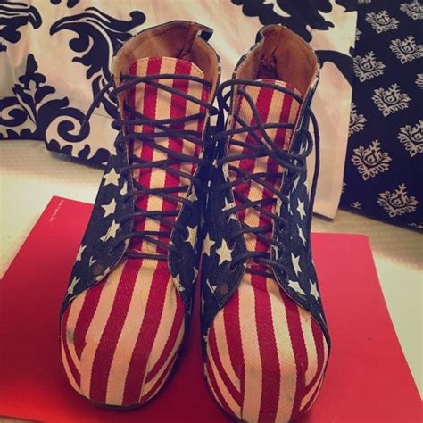 American Flag Platform Boots Only Worn Once Do Not Have Box Bought