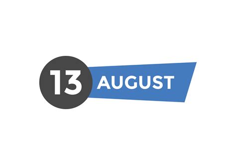 august 13 calendar reminder. 13th august daily calendar icon template ...