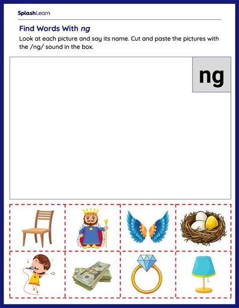 Consonant Digraphs Ng Sound Words With Pictures Worksheet Pdf