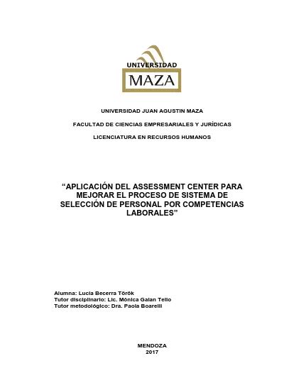 Aplicación Del Assessment Center Para Mejorar El Proceso De Sistema De