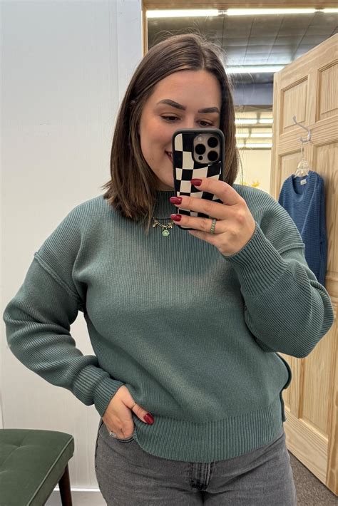 Drop Shoulder Sweater - Jade – Harper's Mercantile Co.