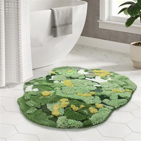 Green Moss Bathroom Rugs Non Slip Bath Mats For Bathroom Decor Plush