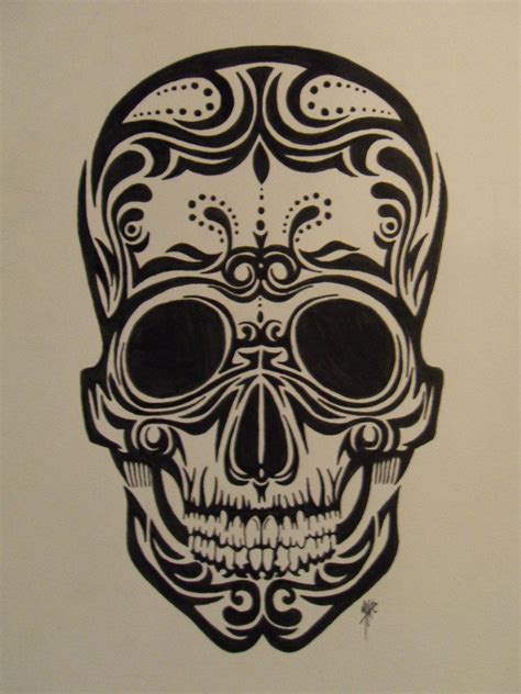 Skulls Maori Skull By Mkrdesigns On Deviantart Sugar Skull Stencil