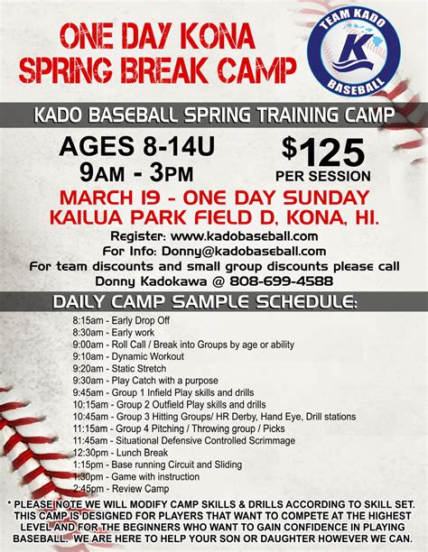 2023 Spring Training Camp Kona On Sunday March 19 Kado Baseball