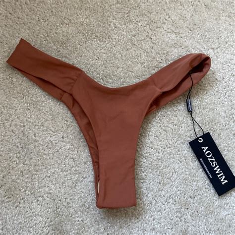 Aoz Swim Aoz Swim Chocolate Cheeky Swimsuit Bottoms Thong Brown Tan Nude Bathing Suit Poshmark