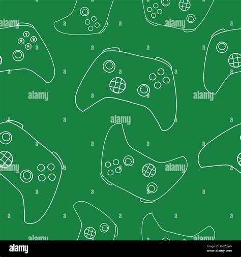 Seamless Pattern Of Game Controllers Vector Illustration In Hand Drawn