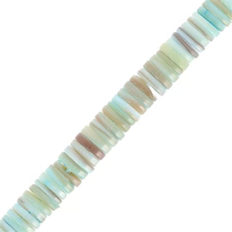 Perles rondelles Heishi nacre teintée 6 5x1 7 mm Turquoise x38cm