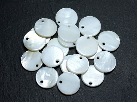 10pc Perles Breloques Nacre Blanche Ronds 15mm 4558550021052 Etsy France