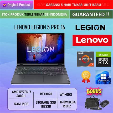 Jual Lenovo Legion 5 Pro 16 Ryzen 7 6800h 16gb 1tb Ssd Rtx3070 165hz Ohs Non Paket Kota