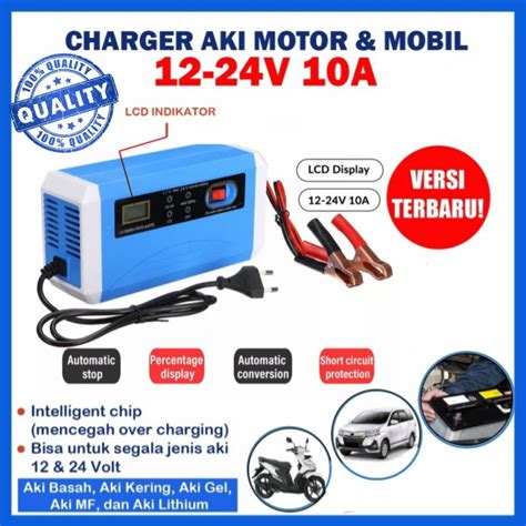 Jual Charger Aki Portable Mobil Motor Intelligent Chip Lcd V V A